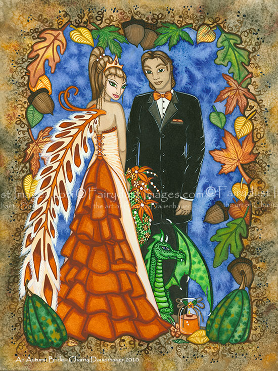 An Autumn Bride - Fairy Wedding Art Print