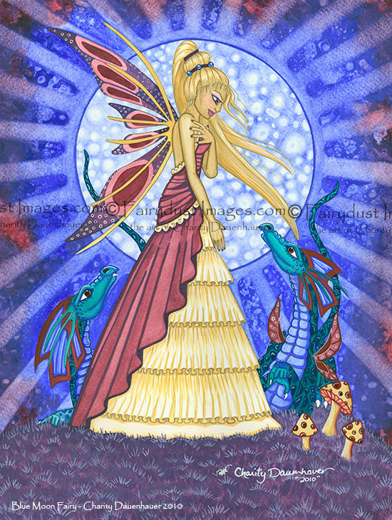 Blue Moon Fairy Fantasy Art Print By Charity Dauenhauer