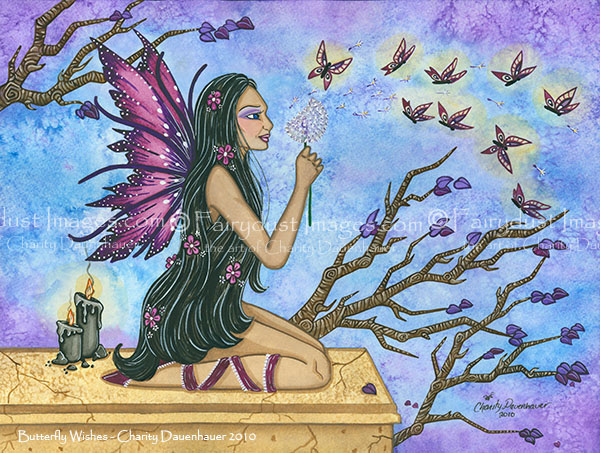 Butterfly Wishes - Dandelion Fairy Art Print