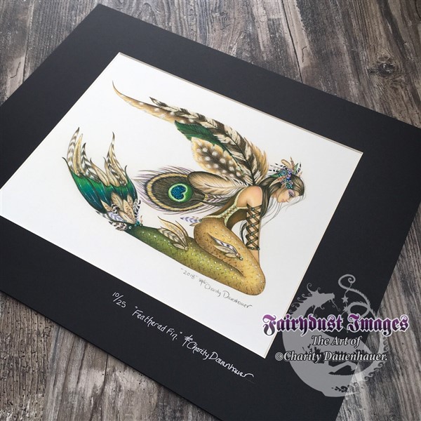 Feathered Fin - Hand Embellished Limited Edition Art Print