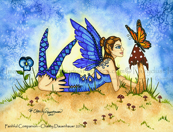 Faithful Companion - Fairy and Monarch Butterfly Art Print