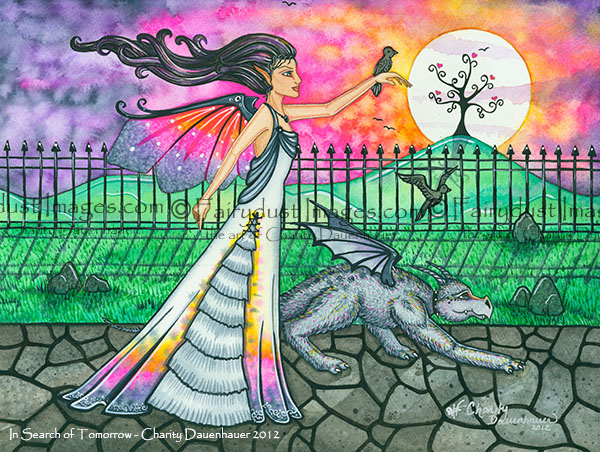 In Search of Tomorrow - Fairy and Dragon Art Print