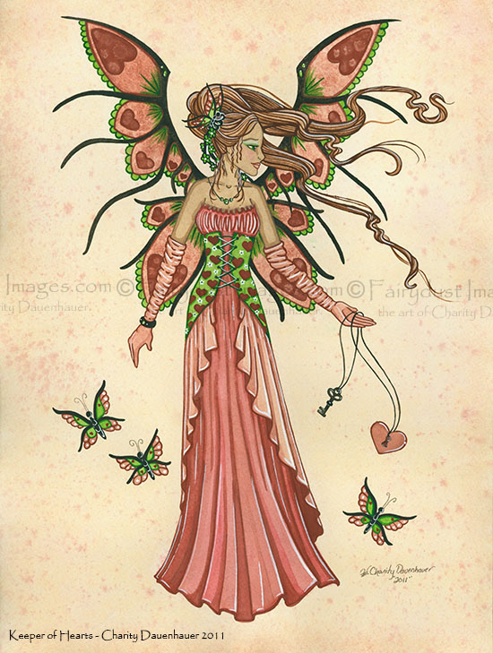 Keeper of Hearts - Valentines Day Fairy Art Print