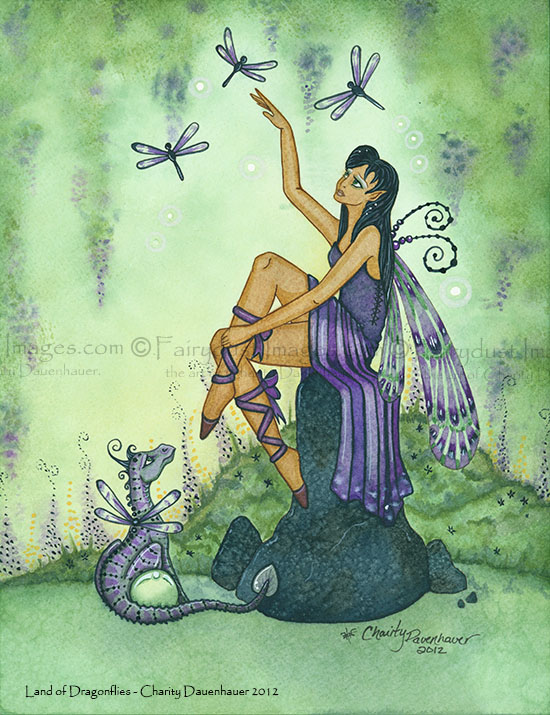Land of Dragonflies - Dragonfly Fairy Art Print