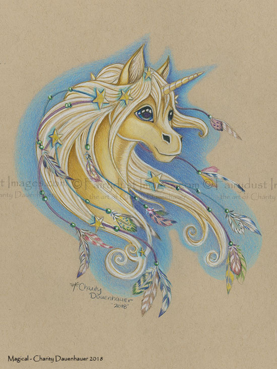 Magical - A Golden Unicorn Art Print
