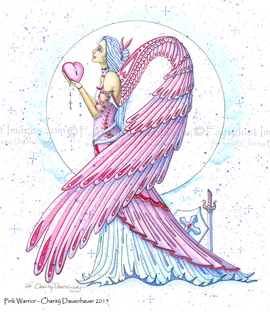 Pink Warrior - Breast Cancer Angel Art Print
