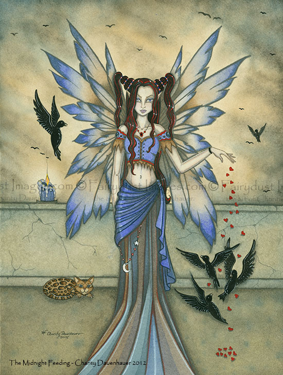 The Midnight Feeding - Gothic Fairy Art Print