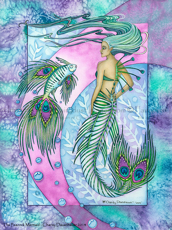 The Peacock Mermaid - Fantasy Art Print