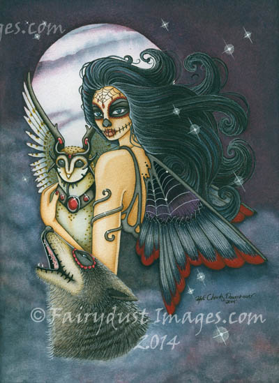 The Night Keeper - Da De Los Muertos Fairy Art Print