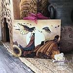 Autumn Breeze - Fairy and Owl Ceramic Tile Plaque