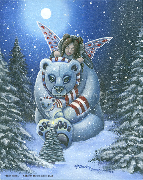 Holy Night - Polar Bear and Fairy - Fine Art Print