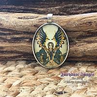 Misfit Kitty - Fairy with Cats - Cameo Pendant Necklace