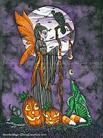 Moonlit Magic - Halloween Fairy and Dragon Art Print