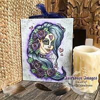 Spider Bite - Purple Sugar Skull Fairy - Ceramic Plaque