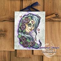 Spider Bite - Purple Sugar Skull Fairy - Ceramic Plaque