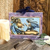 Thee Encounter - Fairy and Feathered Lion Ceramic Art Tile