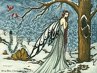 Winter Bliss - Fairy and Snow Leopard Art Print